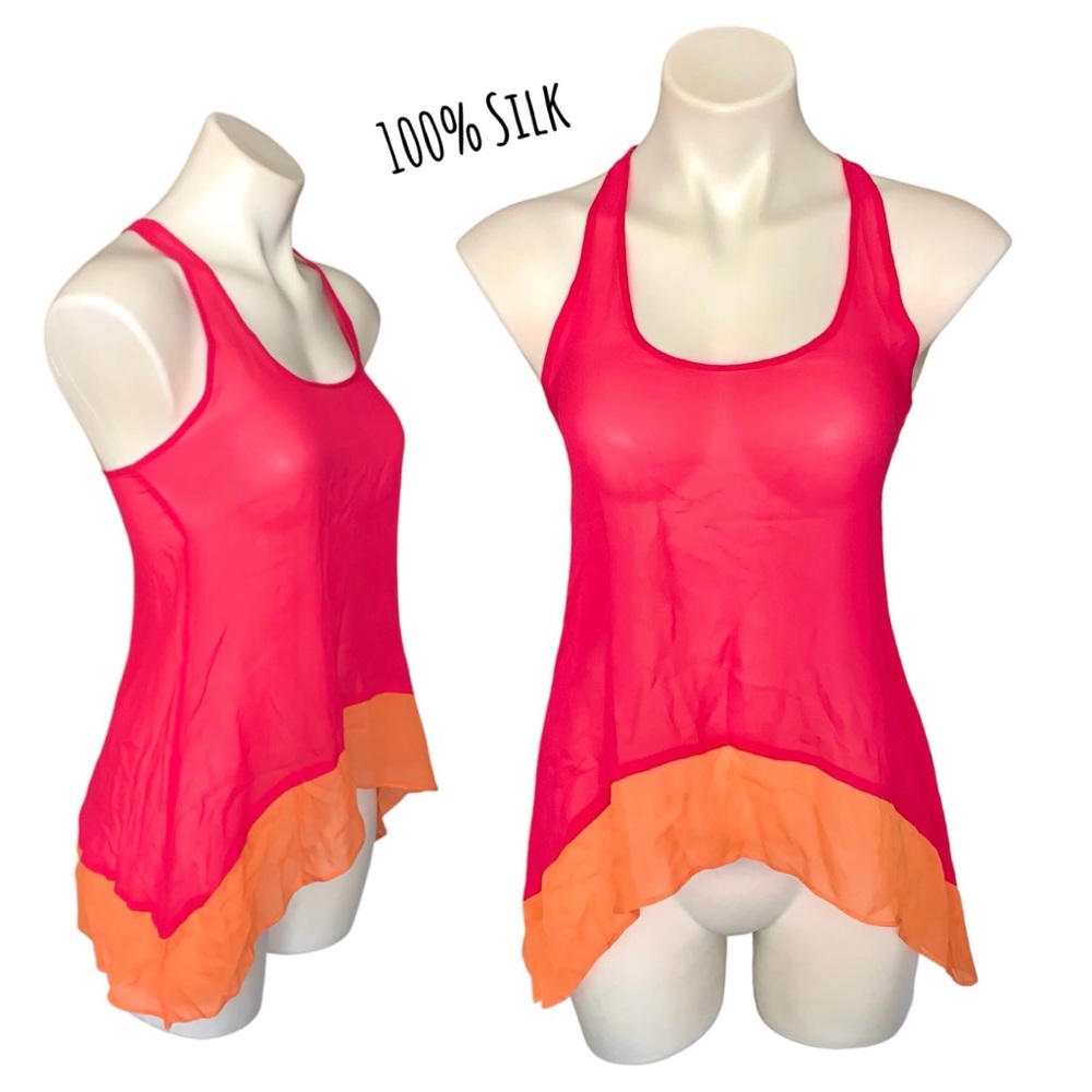 NWT Love Token 100% Silk Sheer Colorblock Tank Top